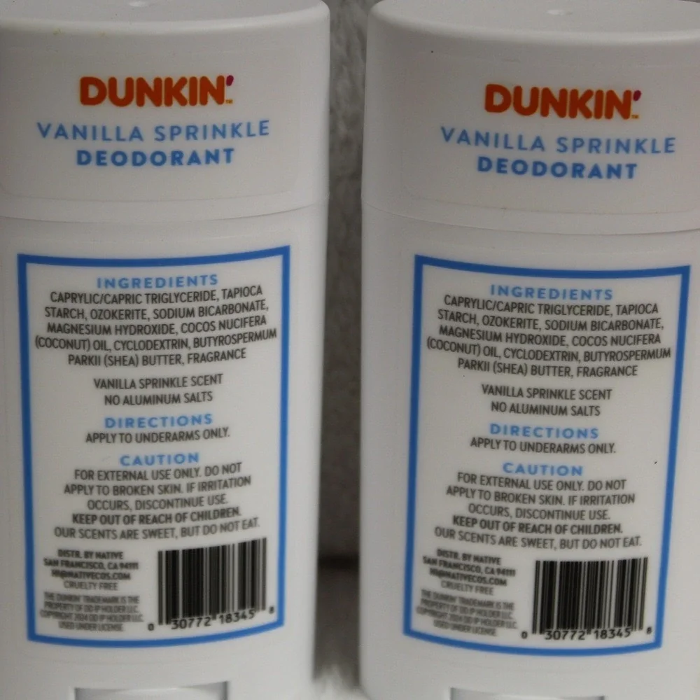 Native Dunkin Vanilla Sprinkle Deodorant 2.65oz‎ Paraben Free Aluminum Free - Picture 2 of 6